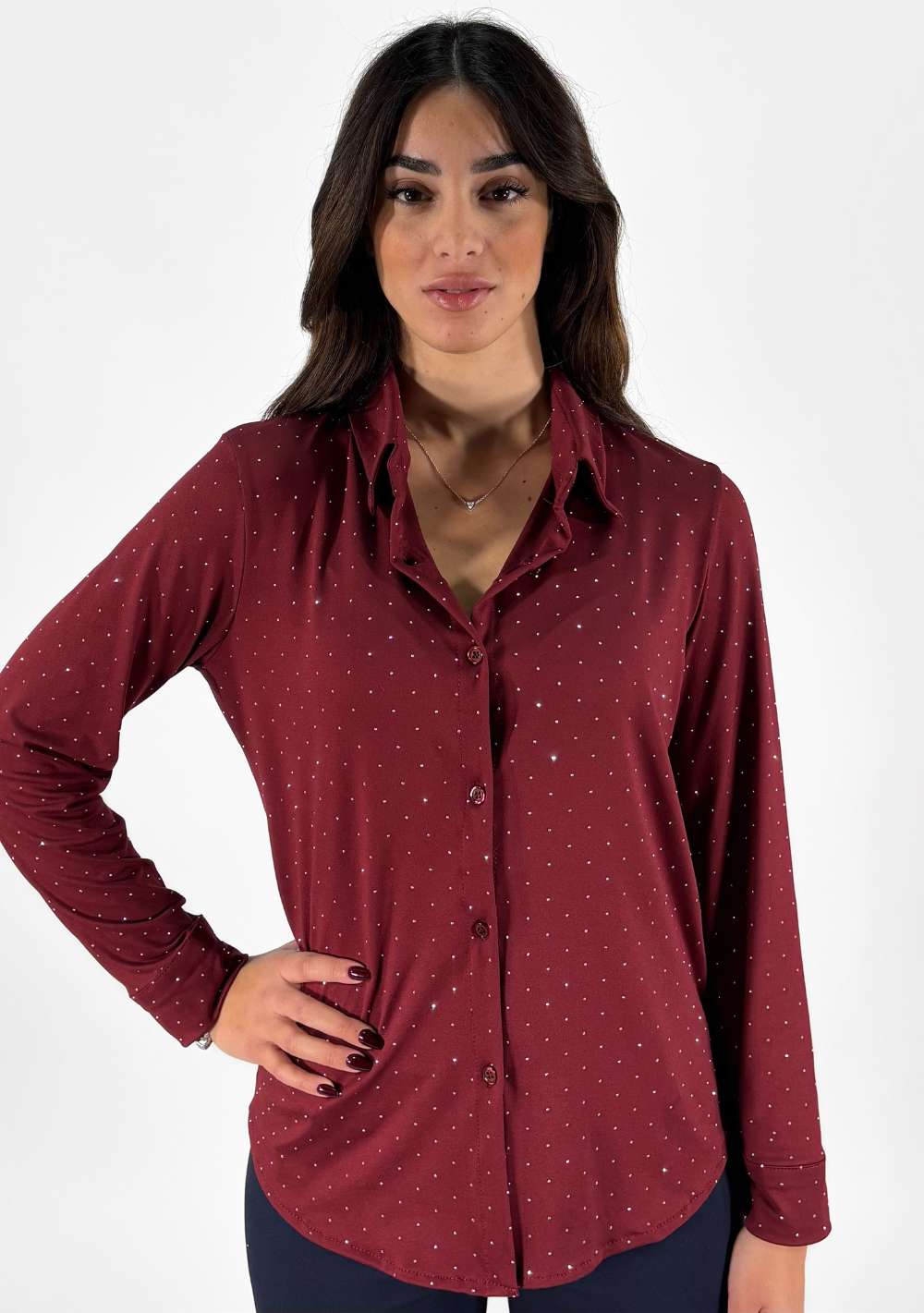 Camicia Tinta Unita Strass