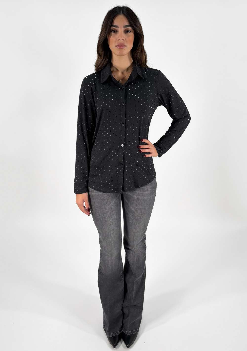 Camicia Tinta Unita Strass