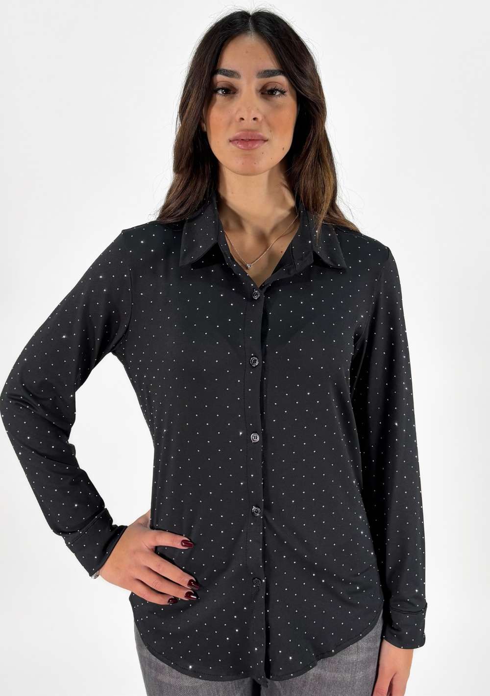 Camicia Tinta Unita Strass