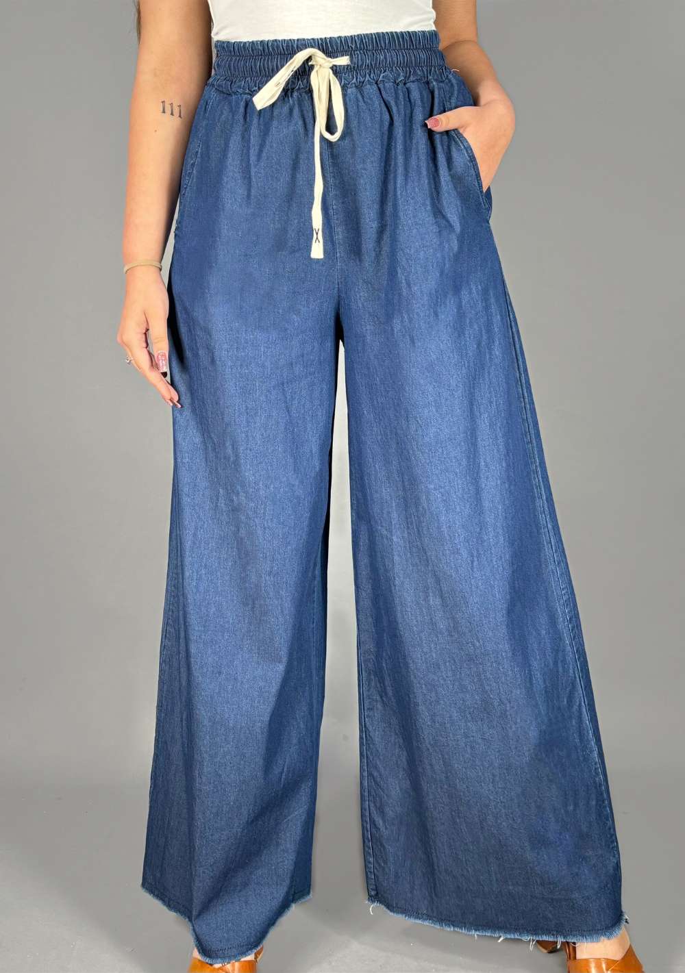 Pantaloni Palazzo Chambray