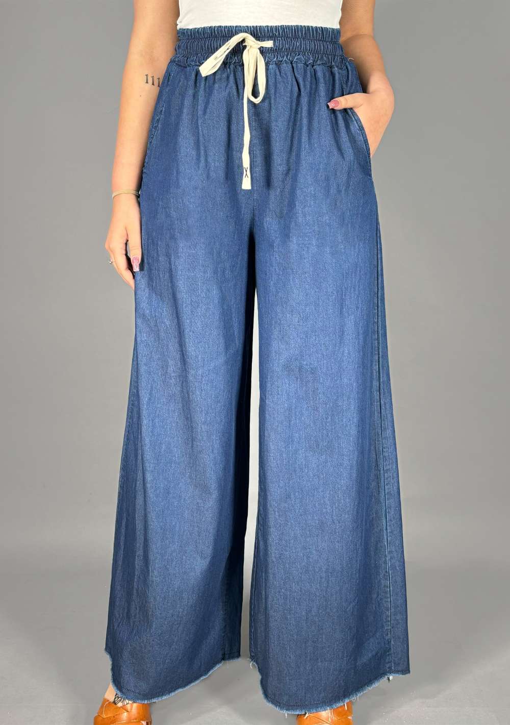 Pantaloni Palazzo Chambray