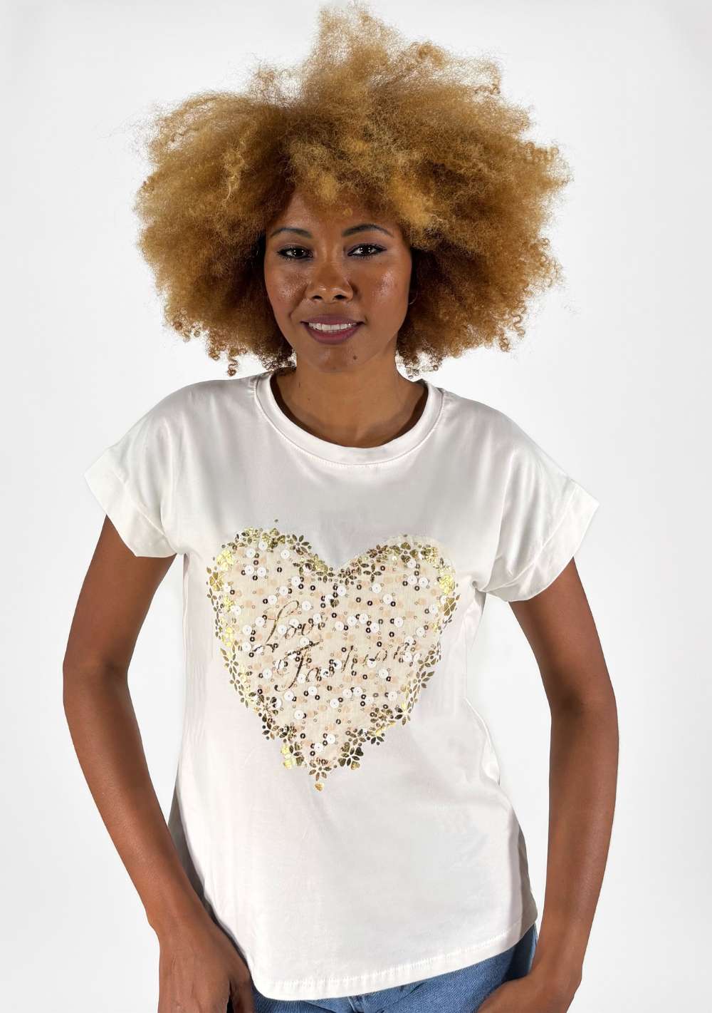 T-Shirt "Cuore Paillettes"
