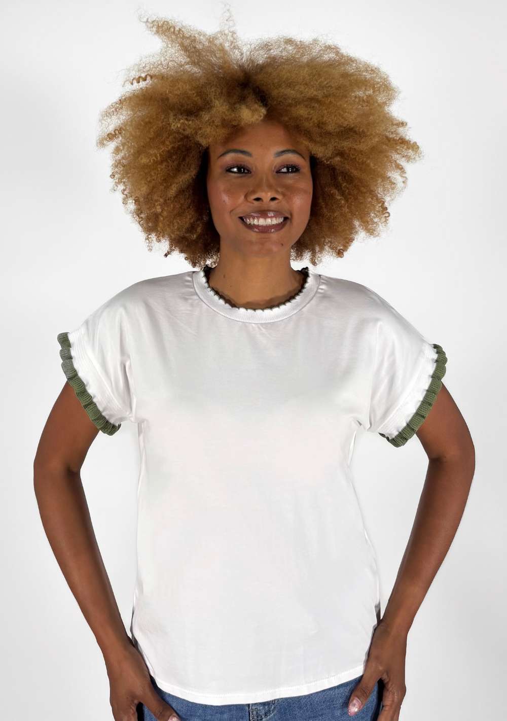 T-Shirt con Riporti in Maglia