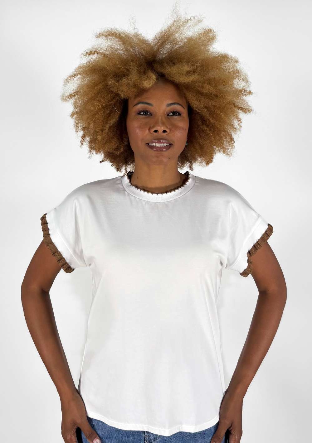 T-Shirt con Riporti in Maglia