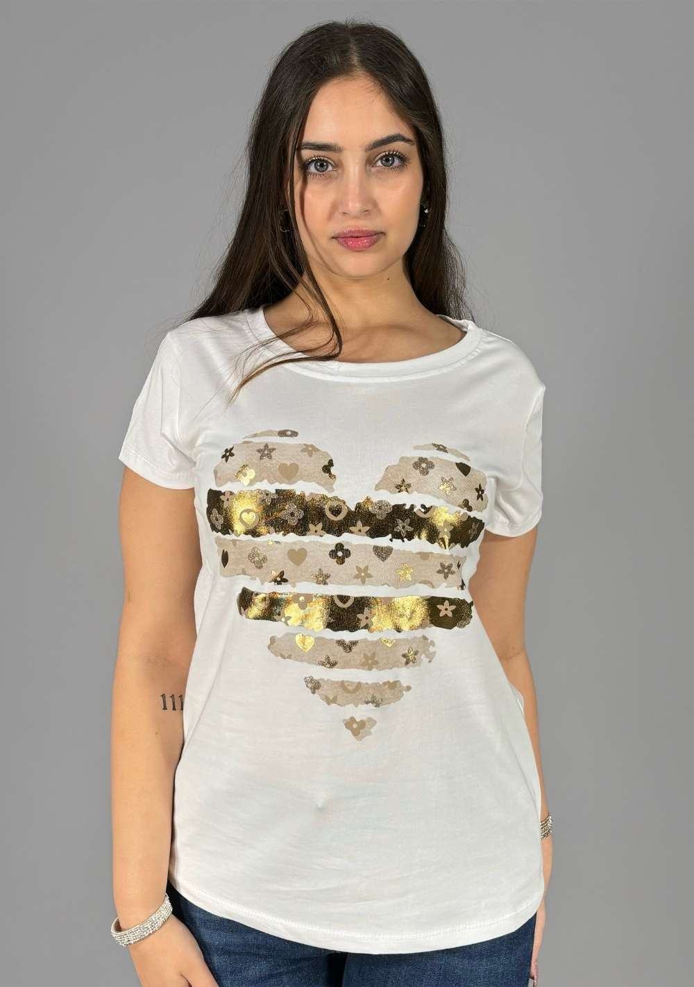 T-Shirt Slim "Cuore a Strisce"