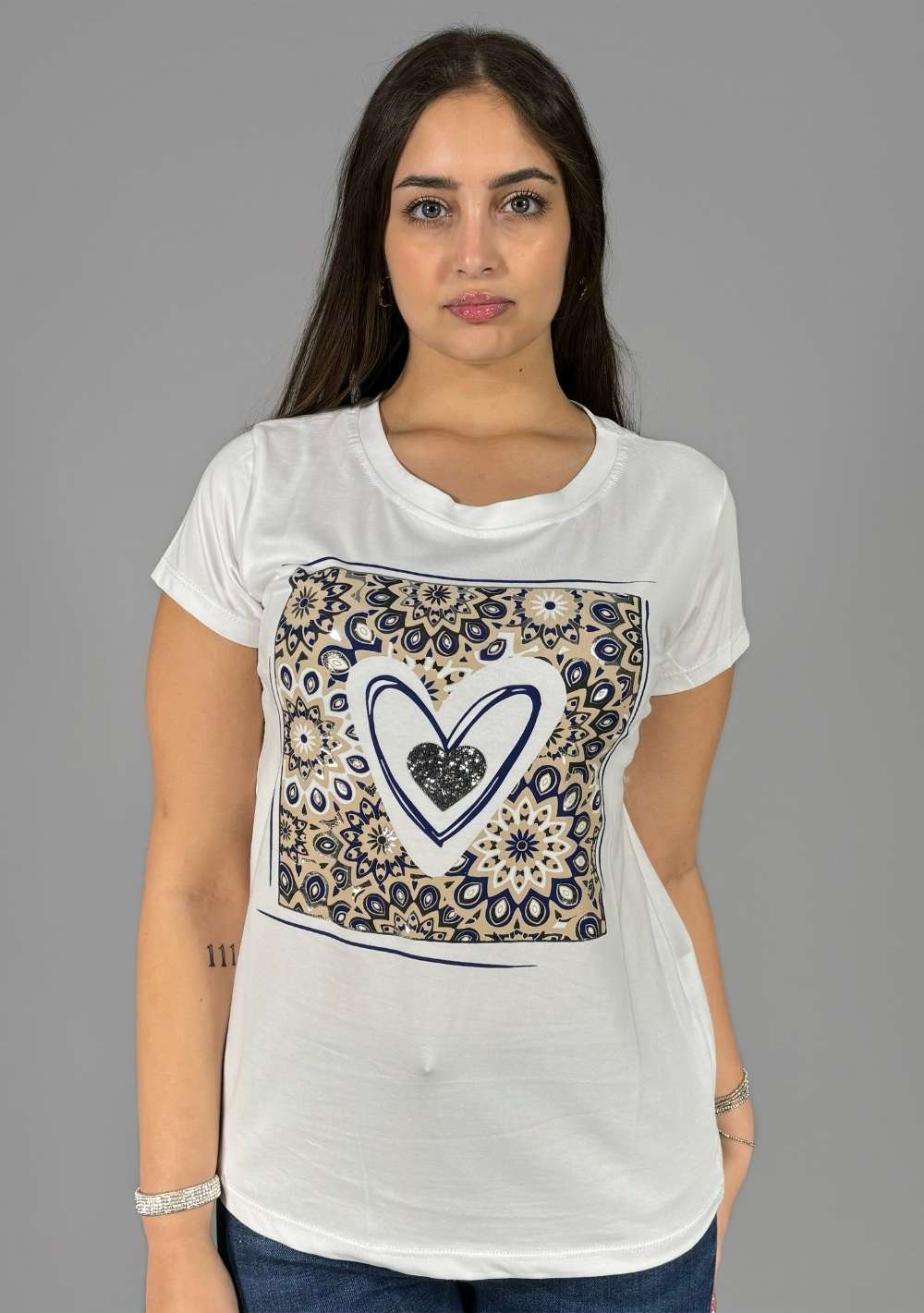 T-Shirt Slim "Greca con Cuore"