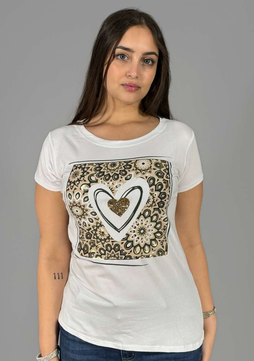 T-Shirt Slim "Greca con Cuore"