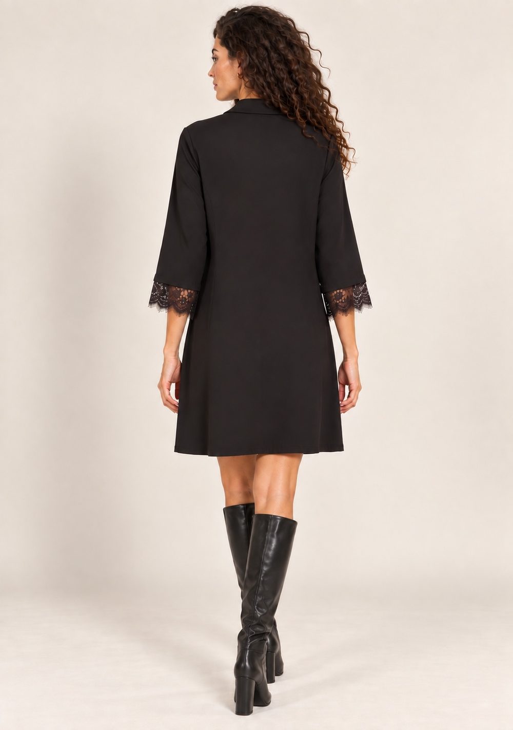 Abito Manica in Pizzo da donna in colore nero, vista alternativa 2