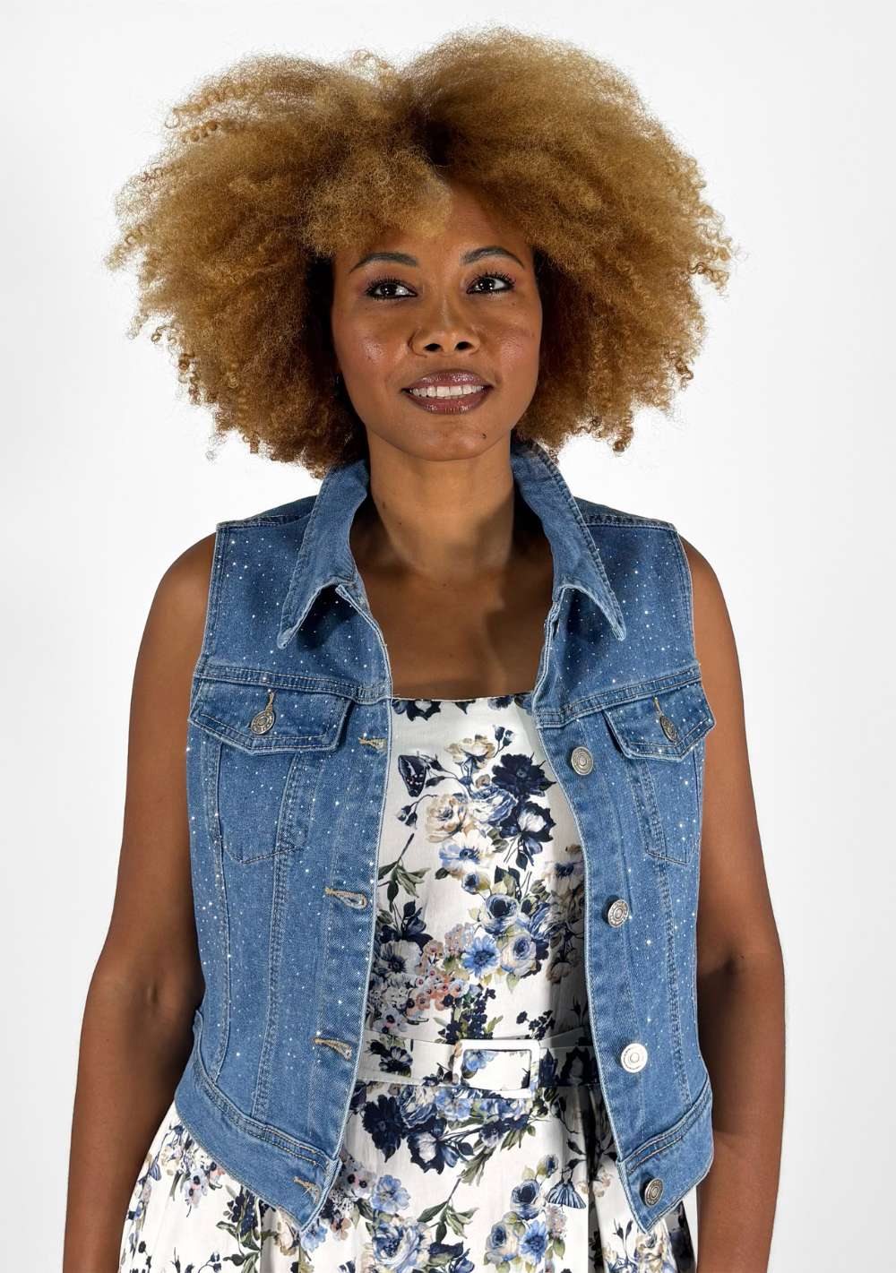Gilet in Jeans Glitter