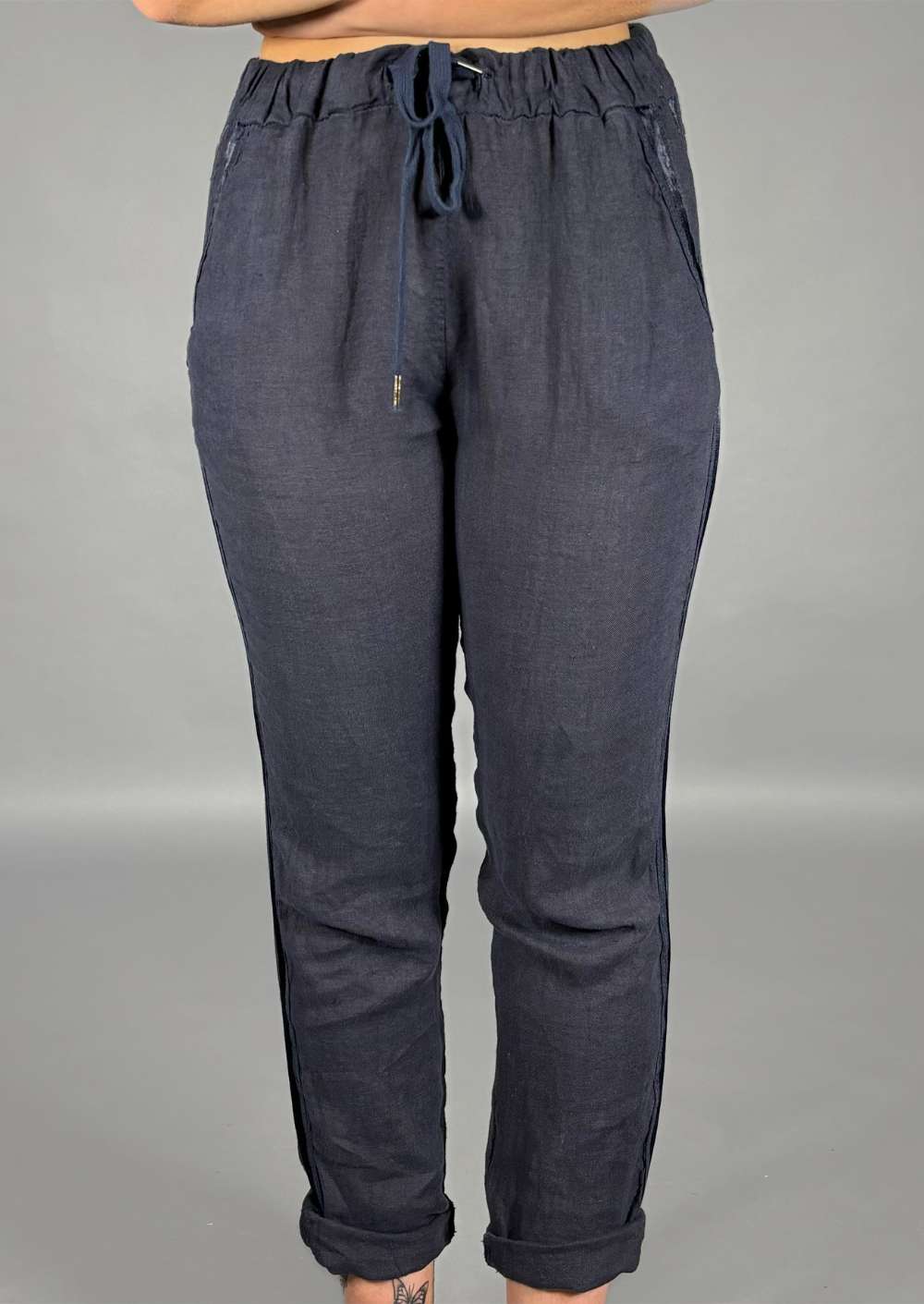 Pantaloni con Banda Lino