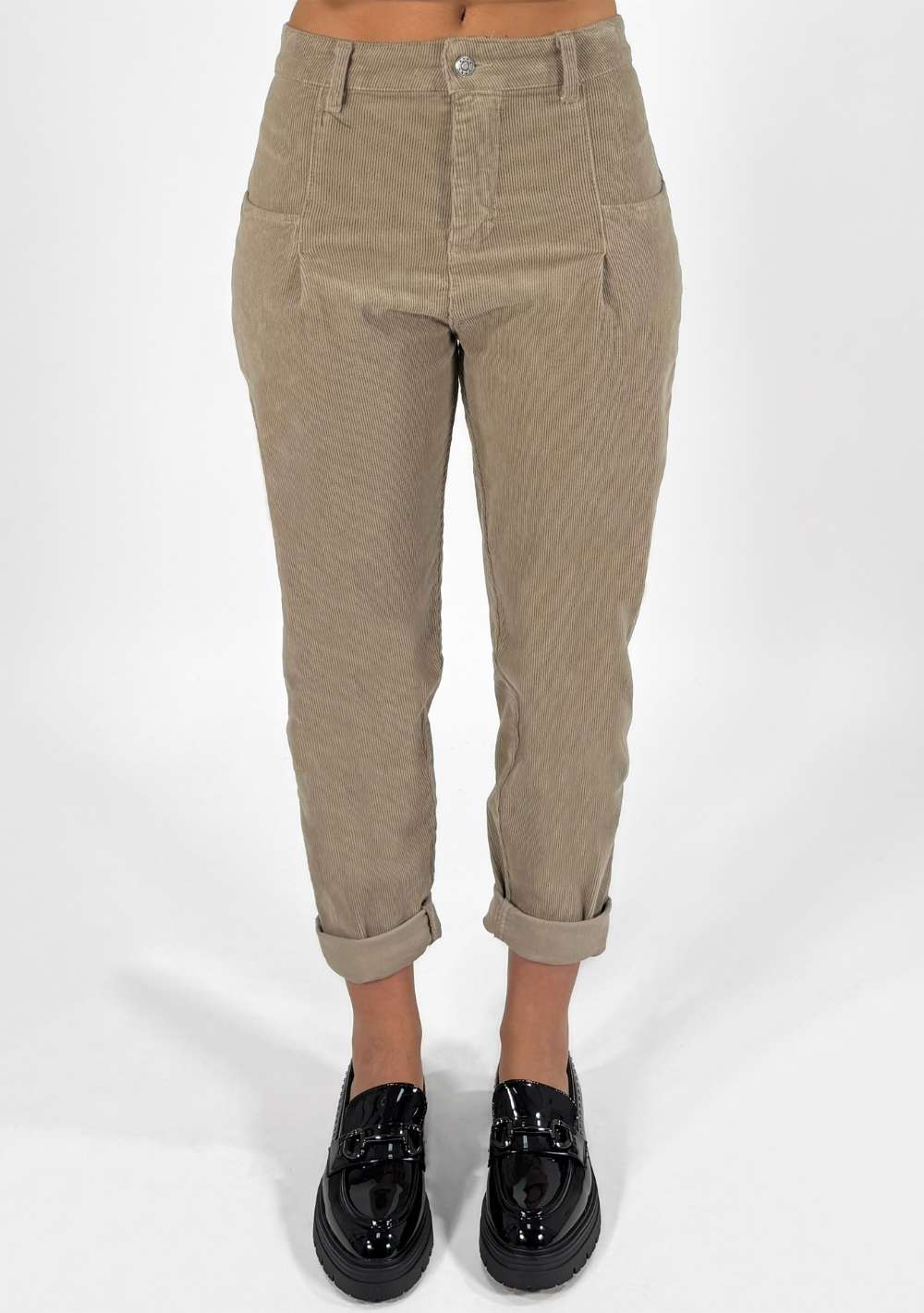 Pantaloni con Pinces in Velluto