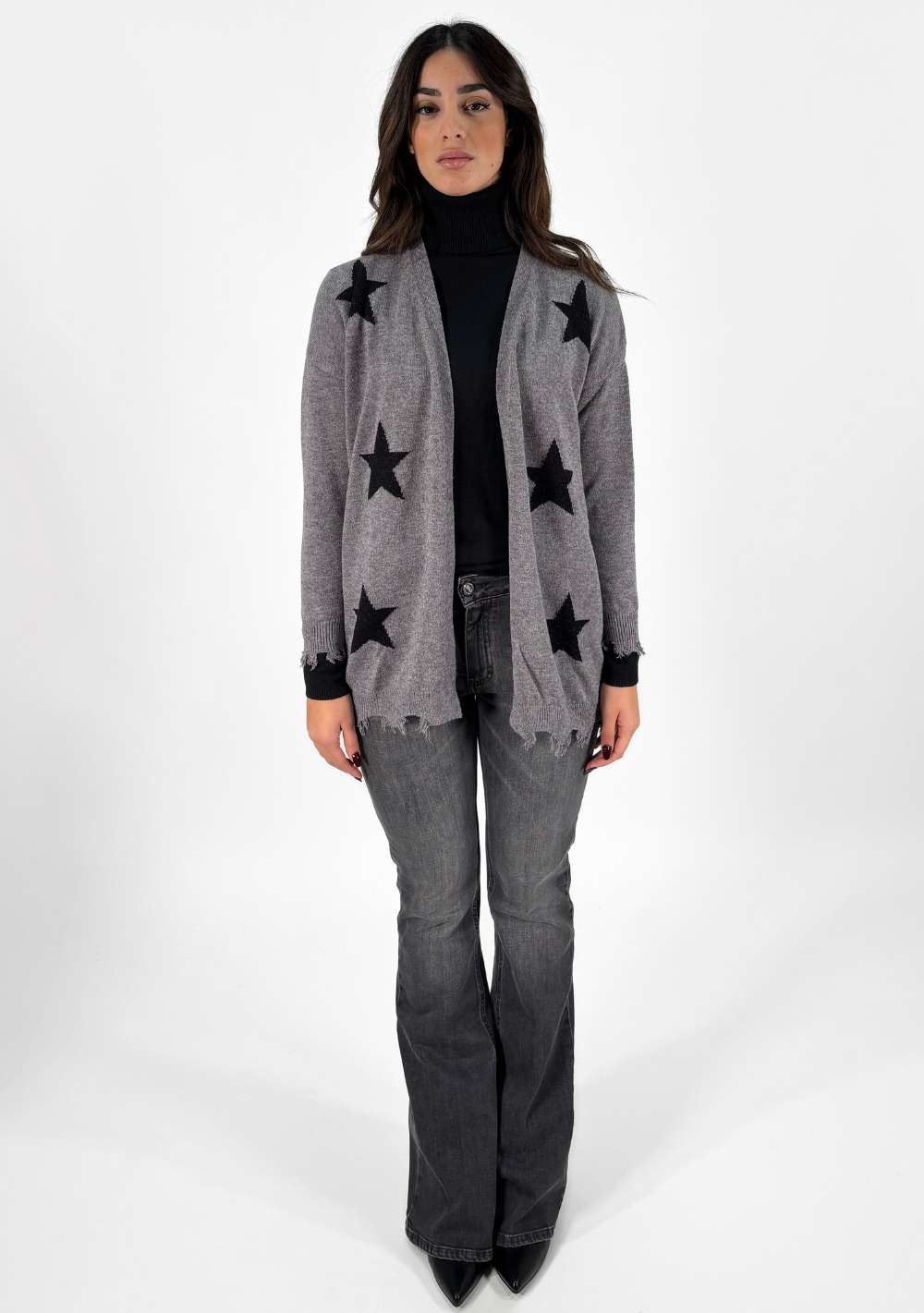 Cardigan Sfrangiato con Stelle