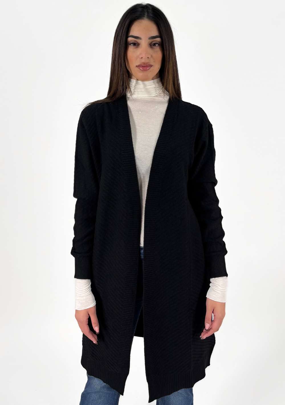 Cardigan Lungo Trama Diagonale