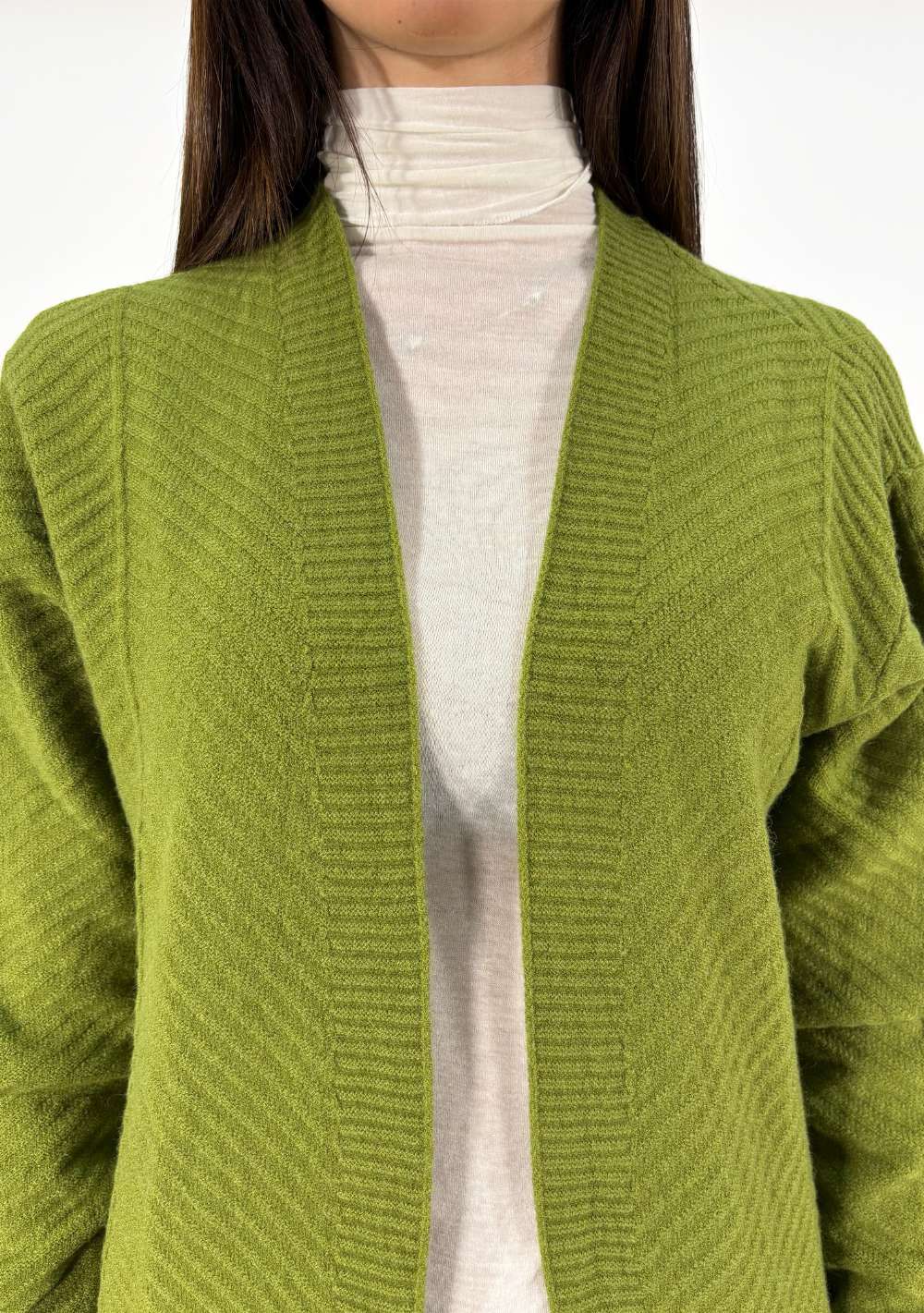 Cardigan Lungo Trama Diagonale