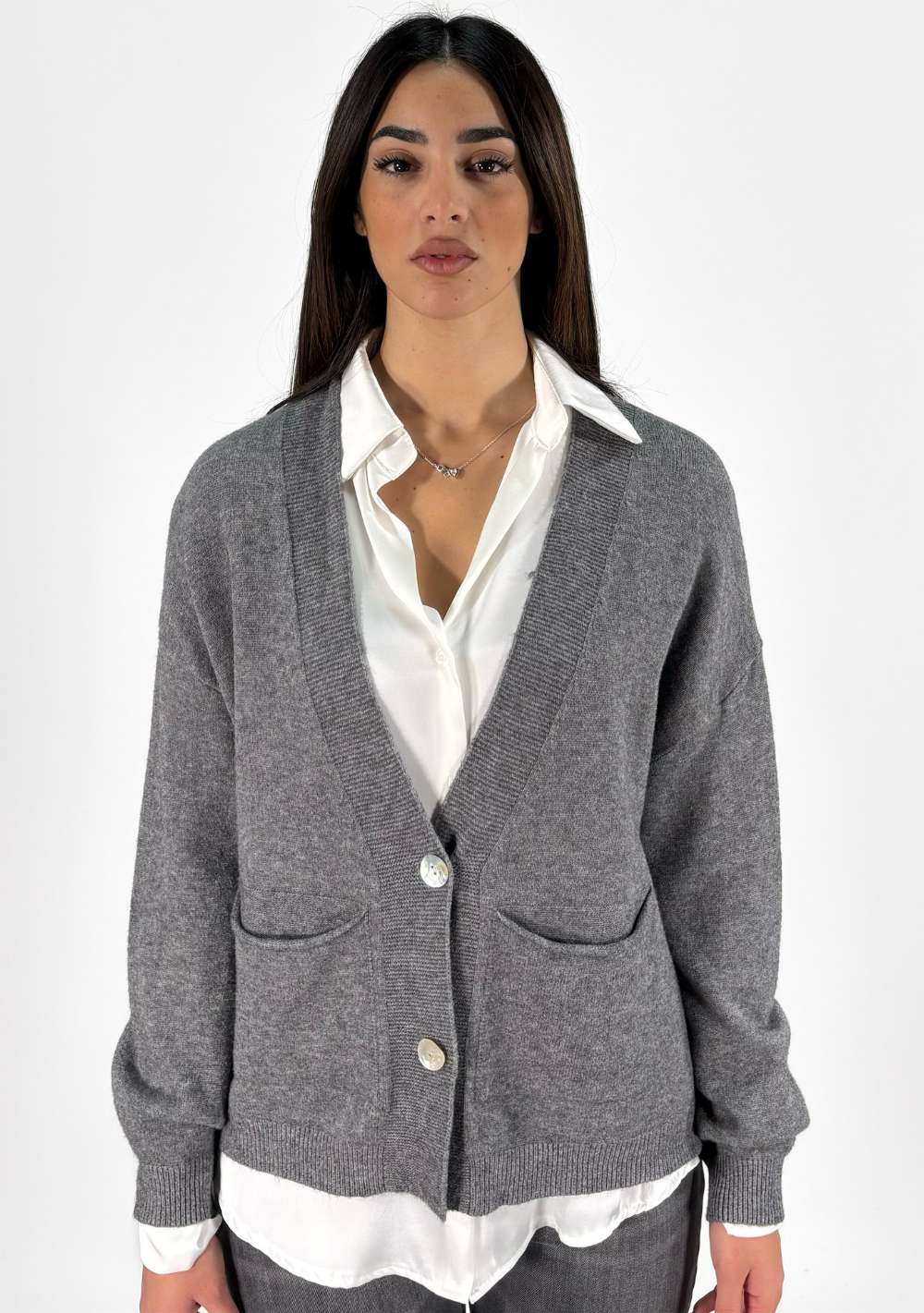 Cardigan 2 Bottoni con Tasche