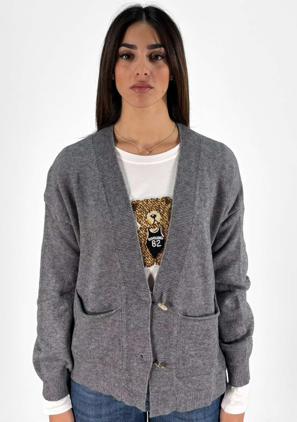 Cardigan 2 Bottoni con Tasche