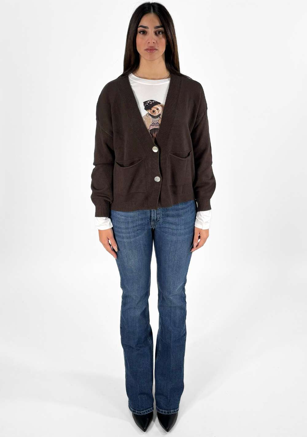 Cardigan 2 Bottoni con Tasche