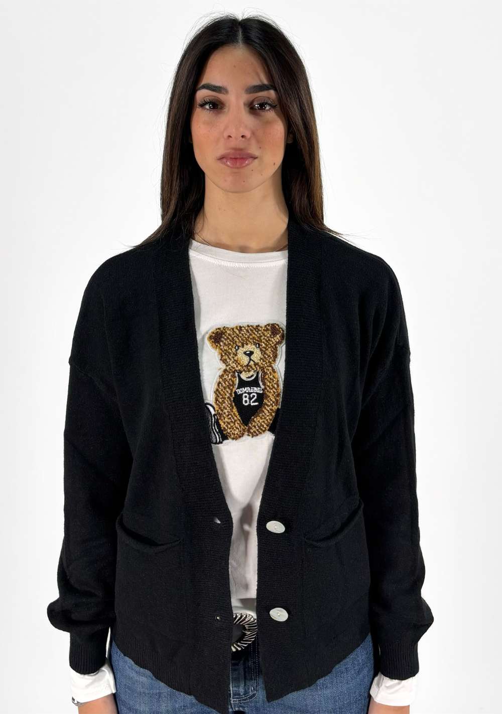 Cardigan 2 Bottoni con Tasche