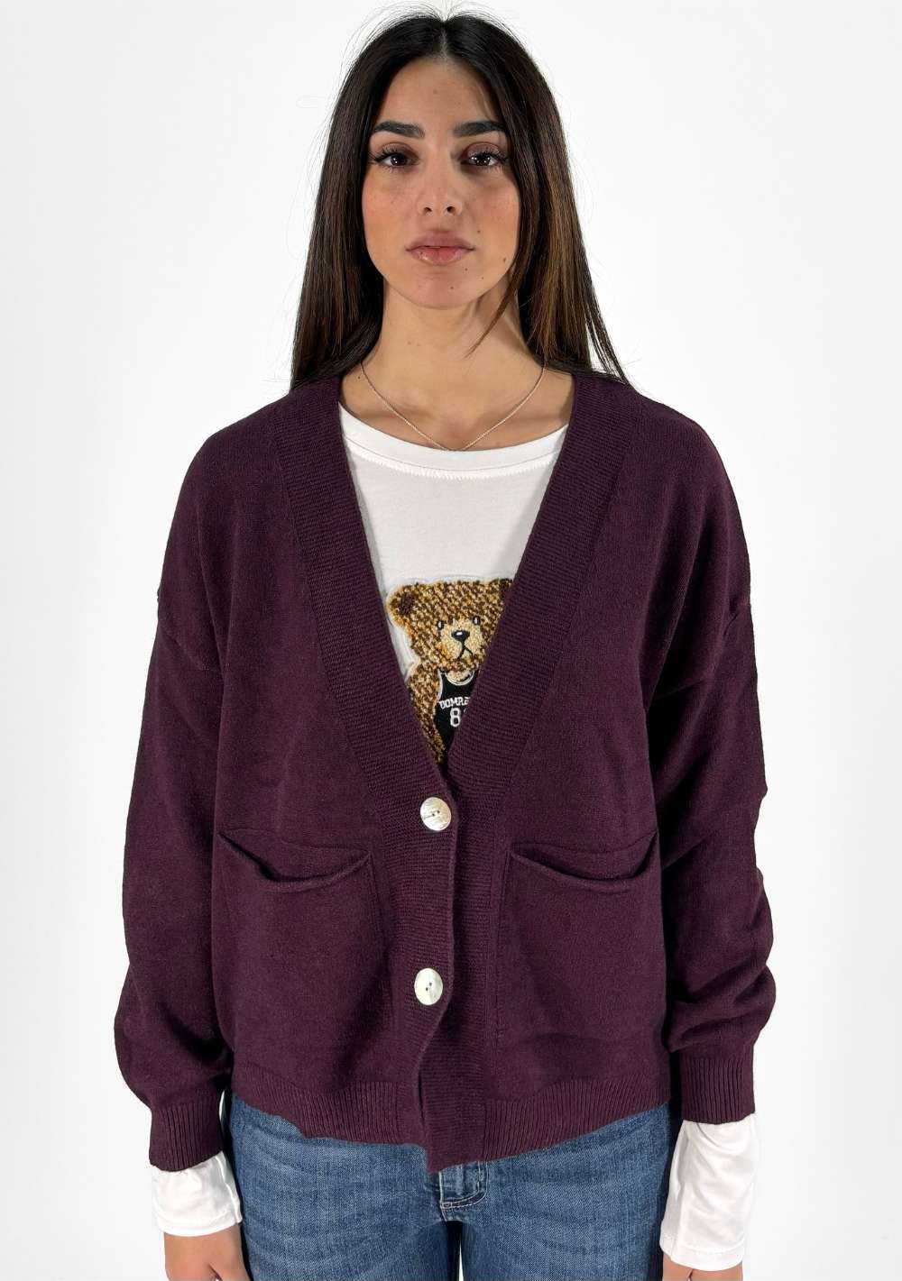 Cardigan 2 Bottoni con Tasche