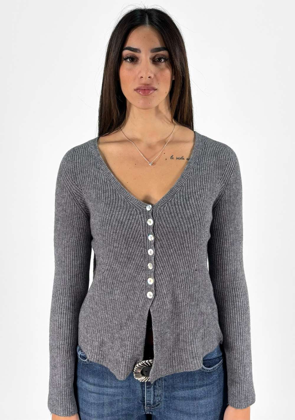 Cardigan a Coste 7 Bottoni