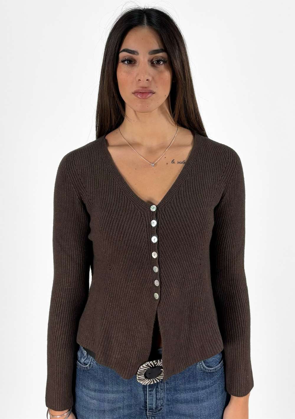 Cardigan a Coste 7 Bottoni