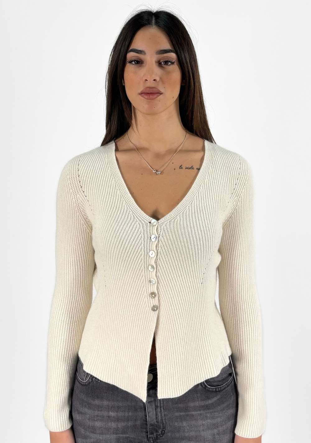 Cardigan a Coste 7 Bottoni