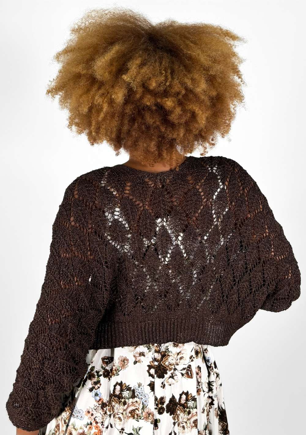 Cardigan Corto Traforato Lurex