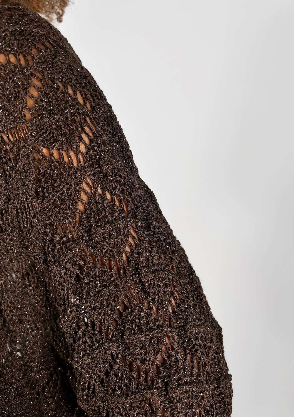 Cardigan Corto Traforato Lurex