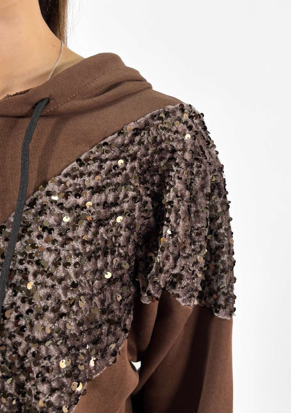 Felpa Cappuccio Paillettes