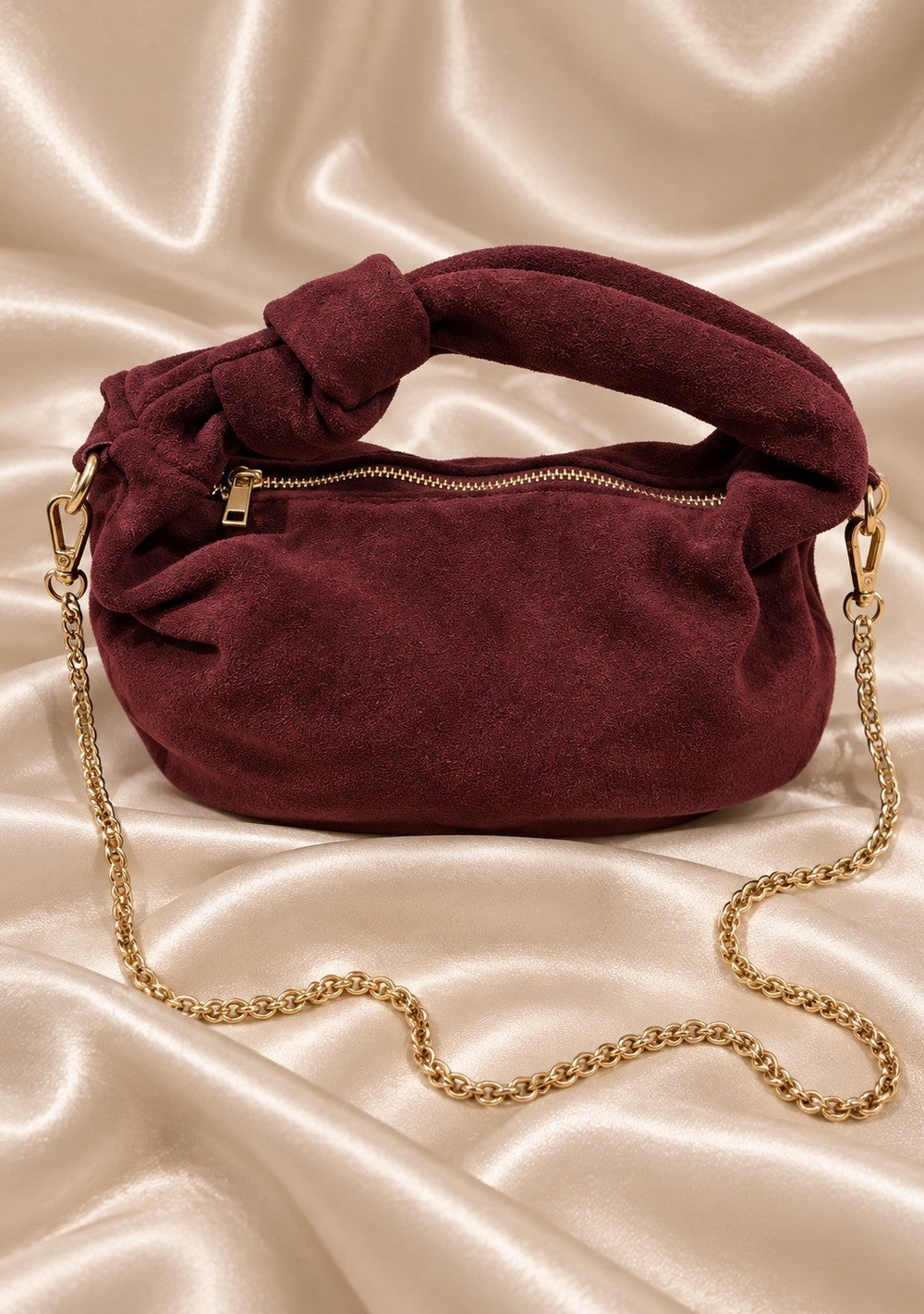 Borsa ivette scamosciata in colore bordeaux