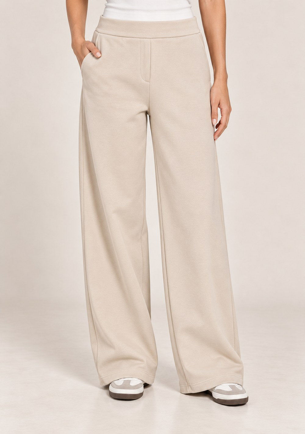 Pantaloni Palazzo in Felpa da donna in colore beige