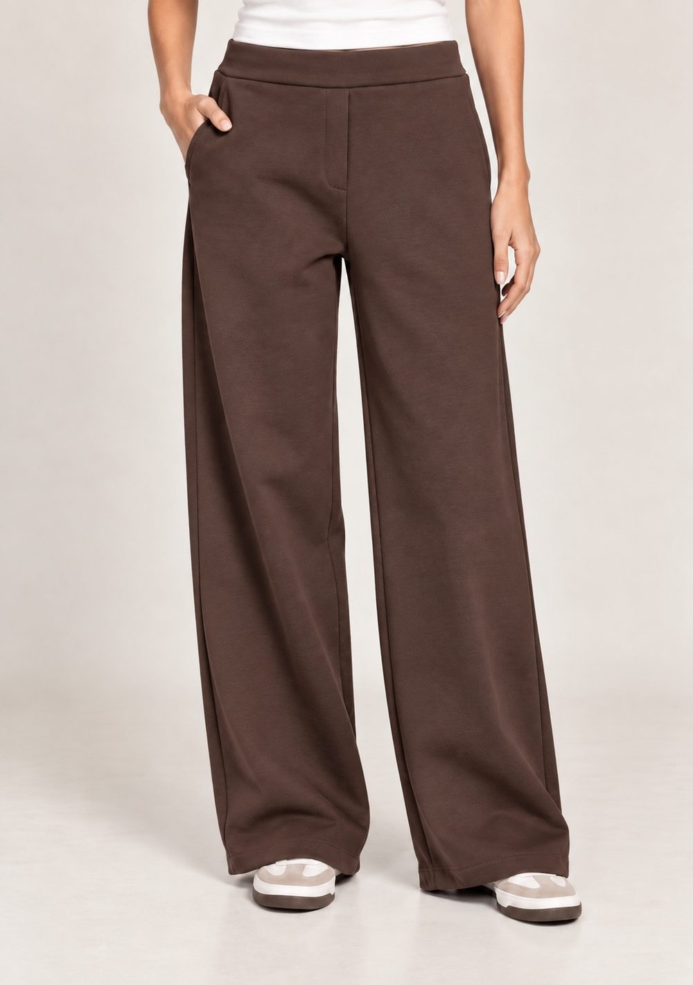 Pantaloni Palazzo in Felpa da donna in colore moro