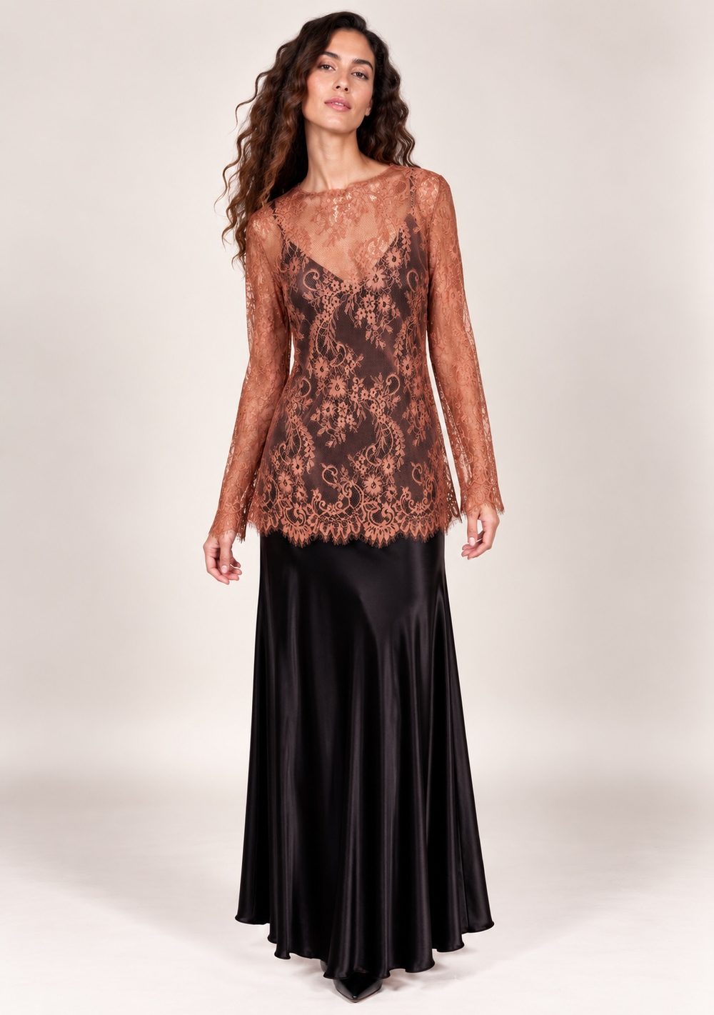 Maglia Merletto da donna in colore coccio