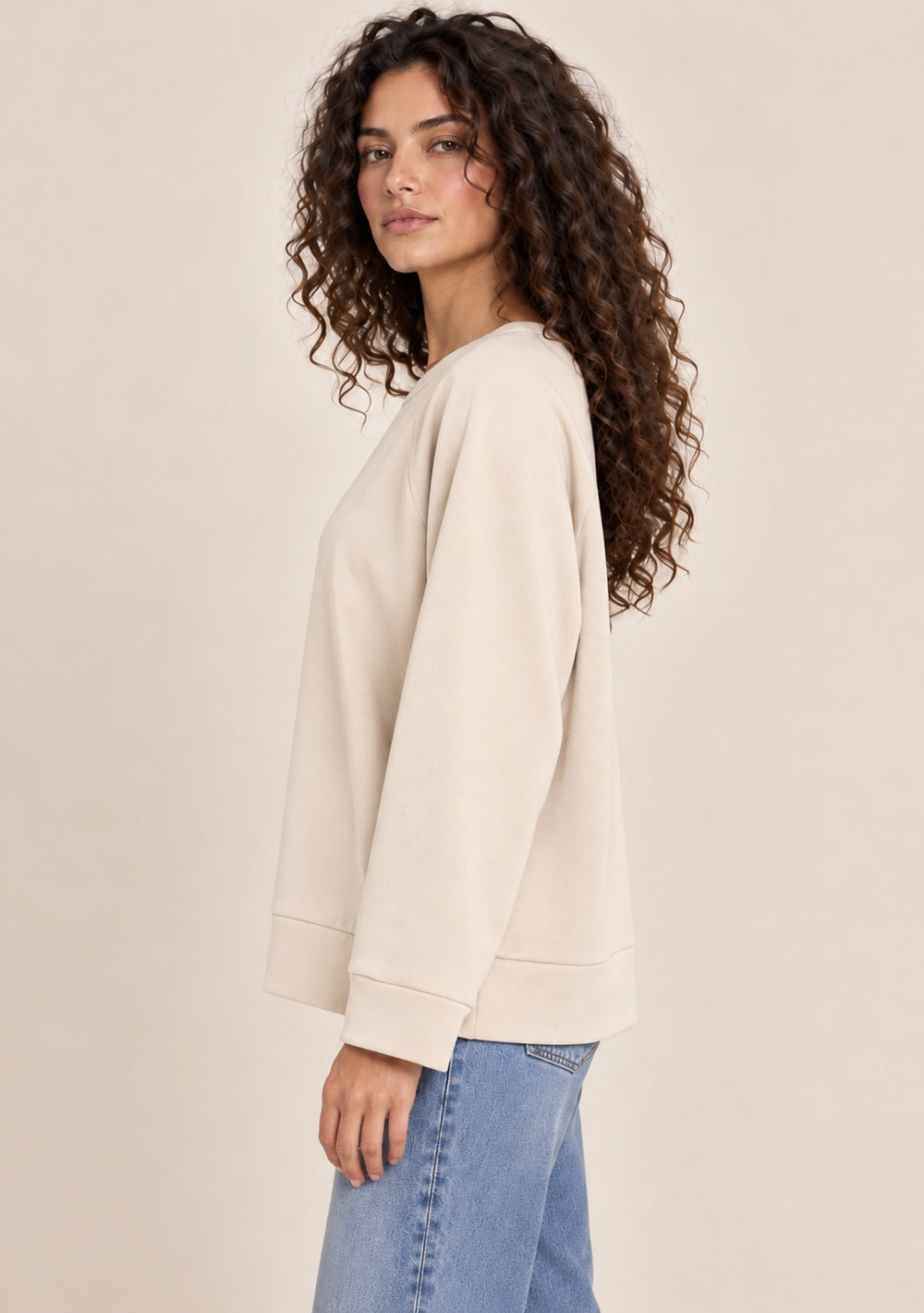 Maglia in Felpa da donna in colore beige, vista alternativa 2