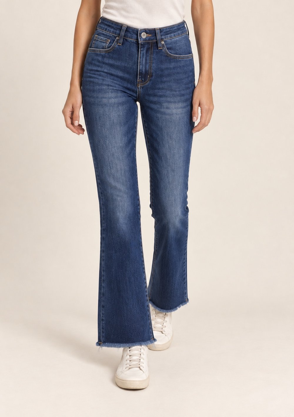 Jeans Zampa Sfrangiato da donna in colore blu