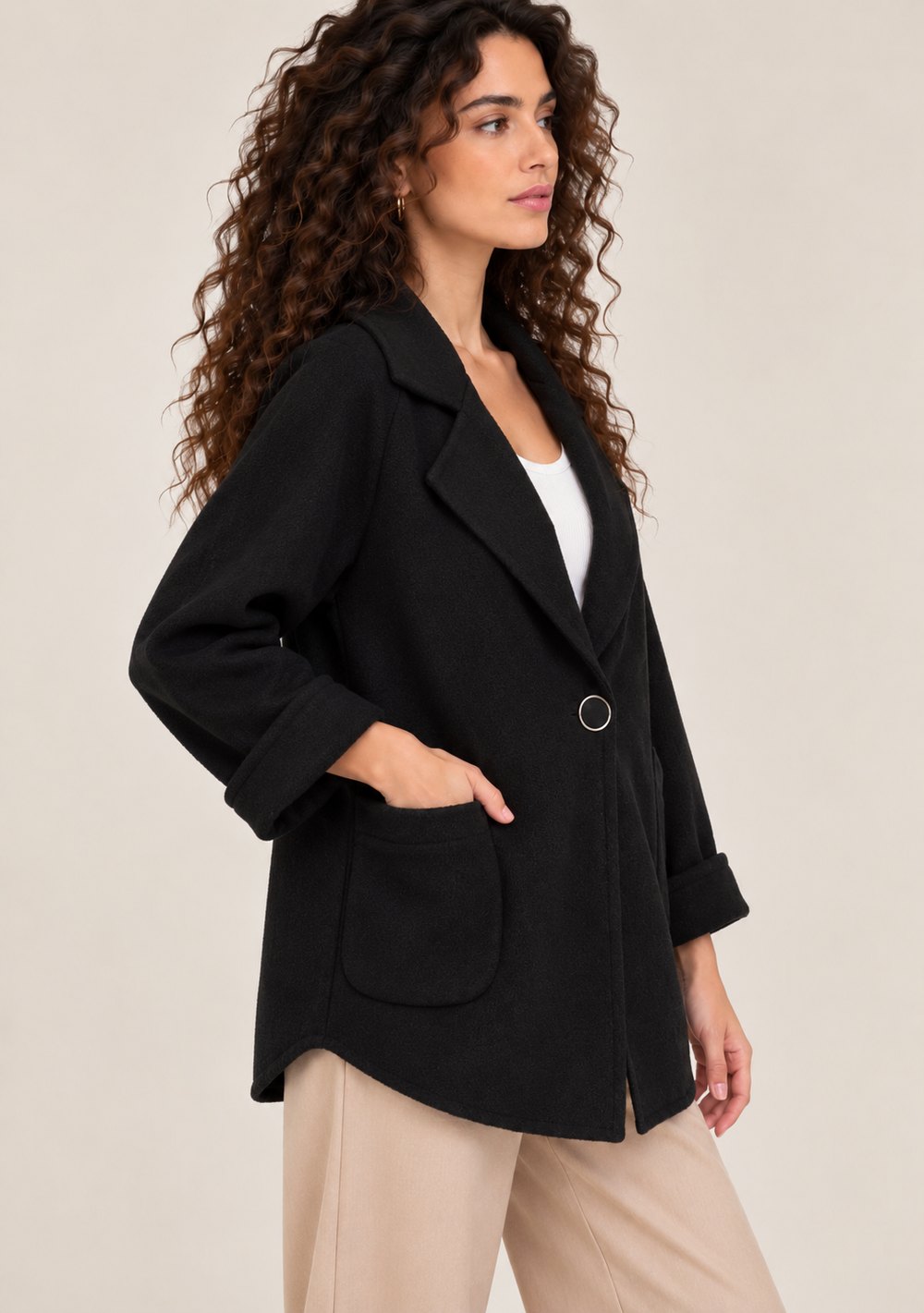 Cardigan Chiusura Ciappa da donna in colore nero, vista alternativa 2