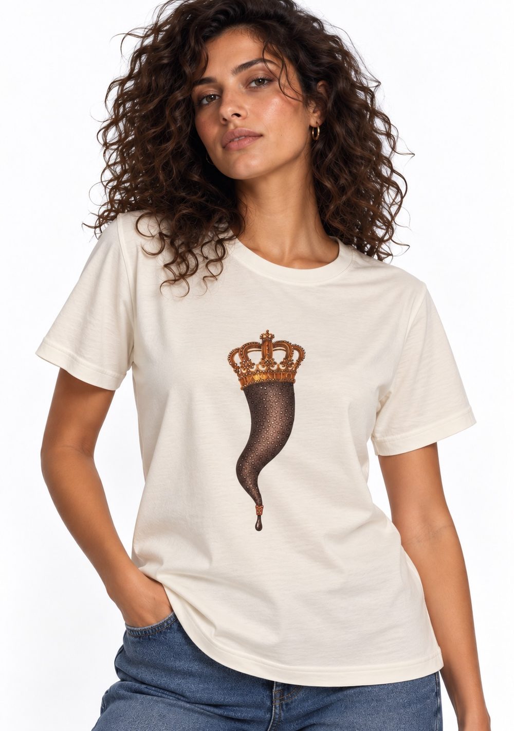 T-Shirt Regular "Corno Baratto" da donna in colore moro