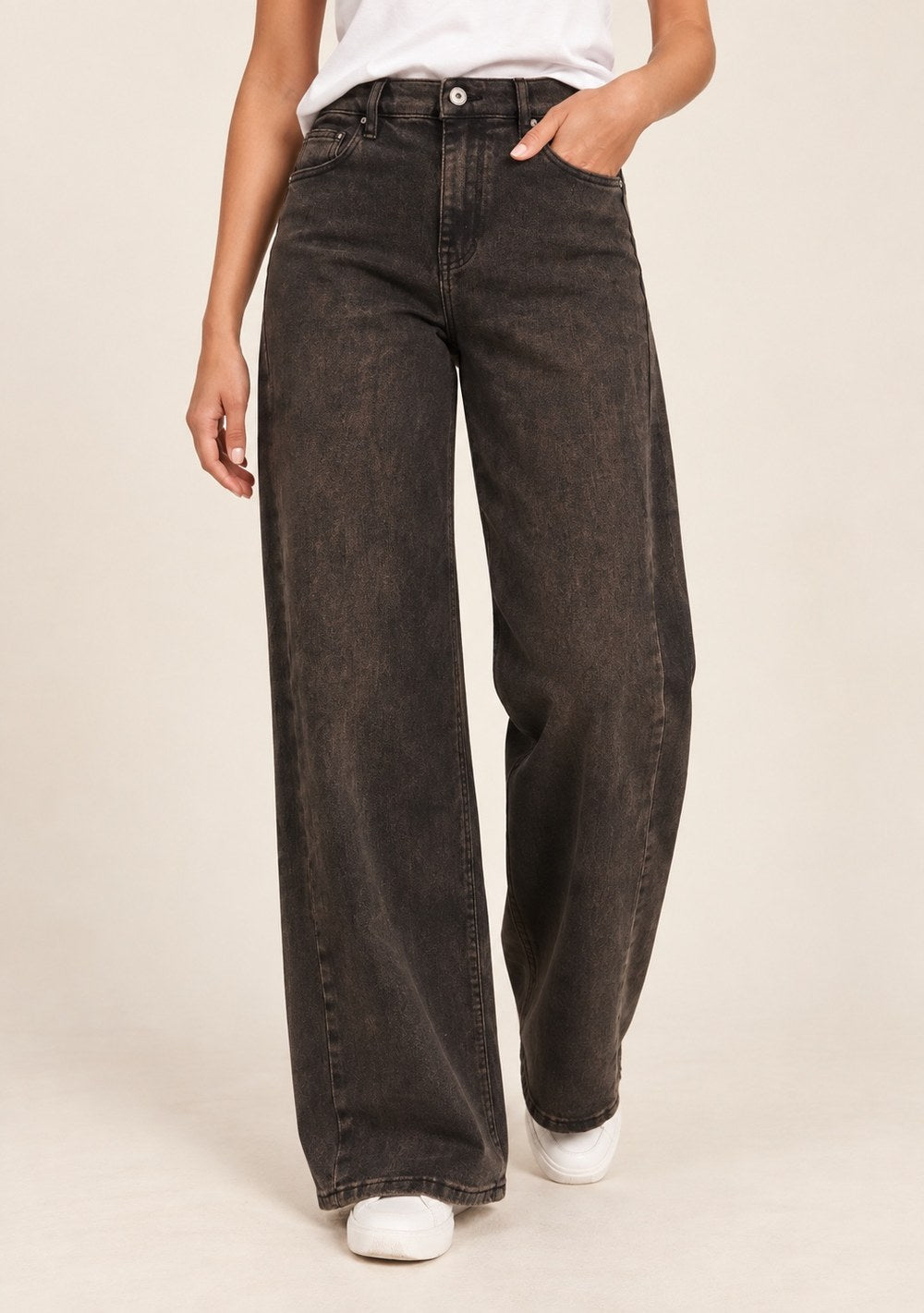 Jeans Palazzo Denim da donna in colore moro