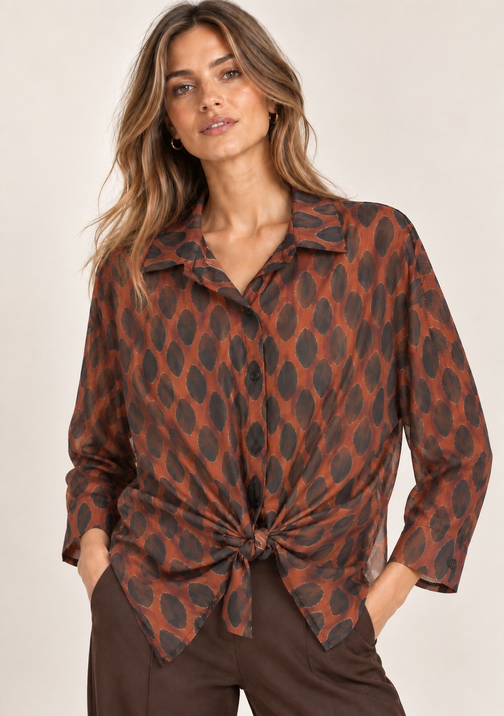 Camicia Nodo da donna in colore coccio