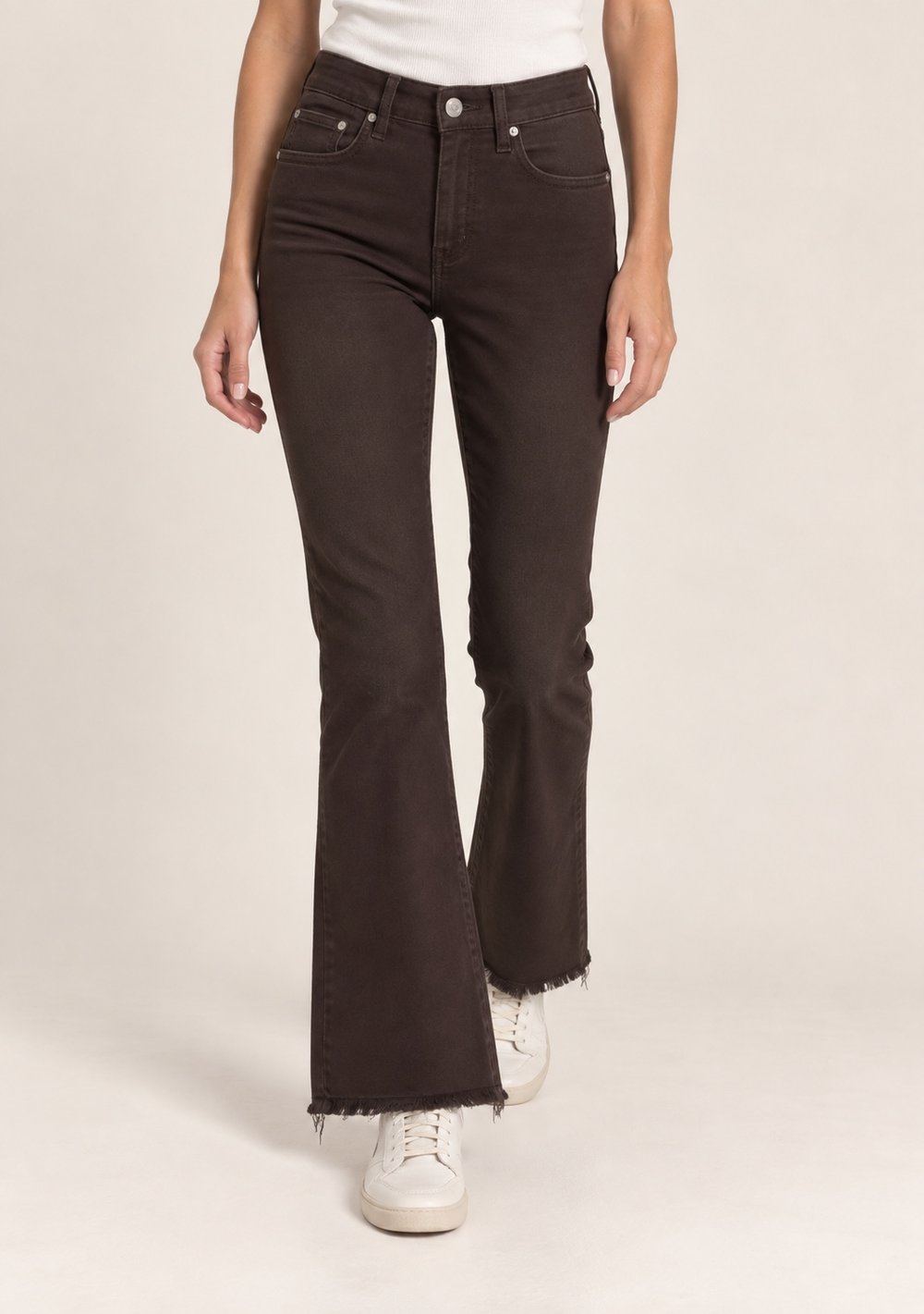 Pantaloni Zampa Sfrangiati da donna in colore moro