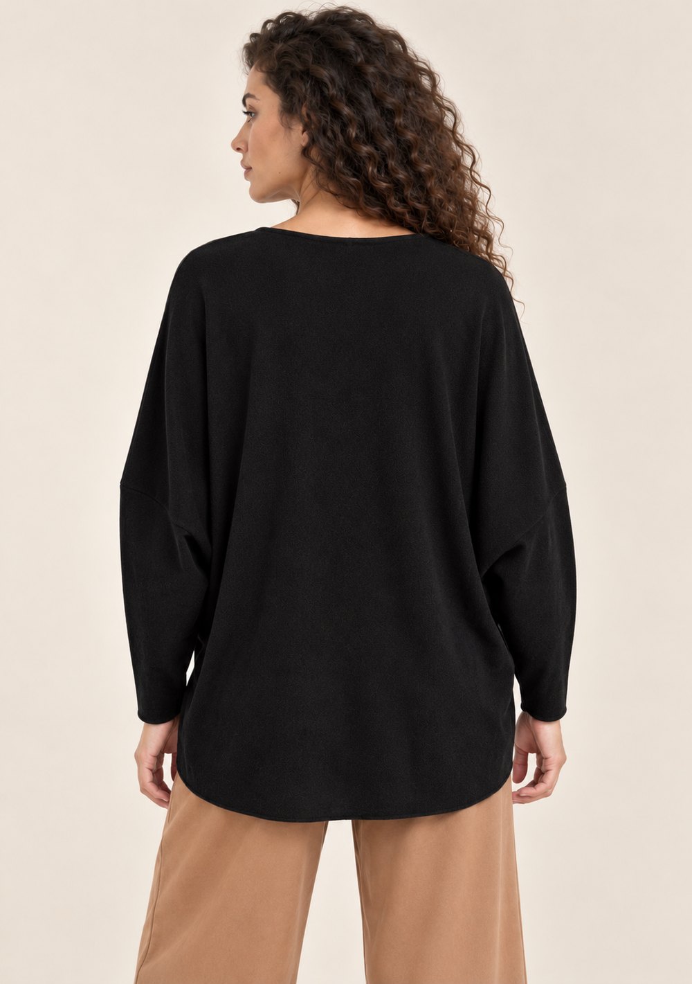 Maglia Scollo a V con Spacchi da donna in colore nero, vista alternativa 3