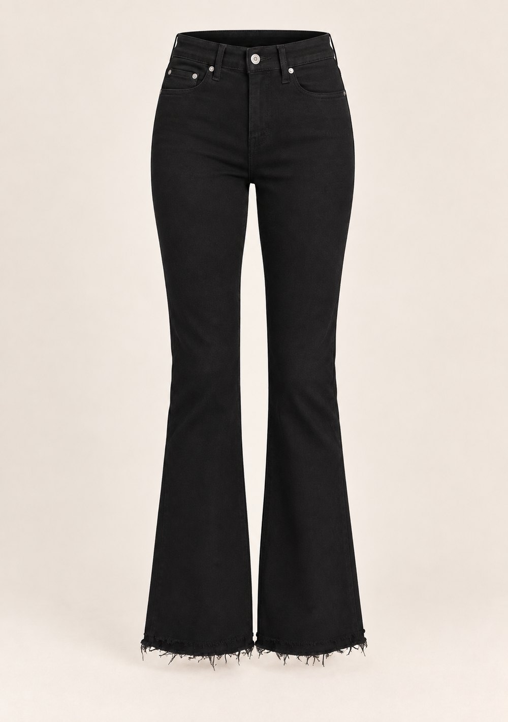 Pantaloni Zampa Sfrangiati da donna in colore nero, vista alternativa 4