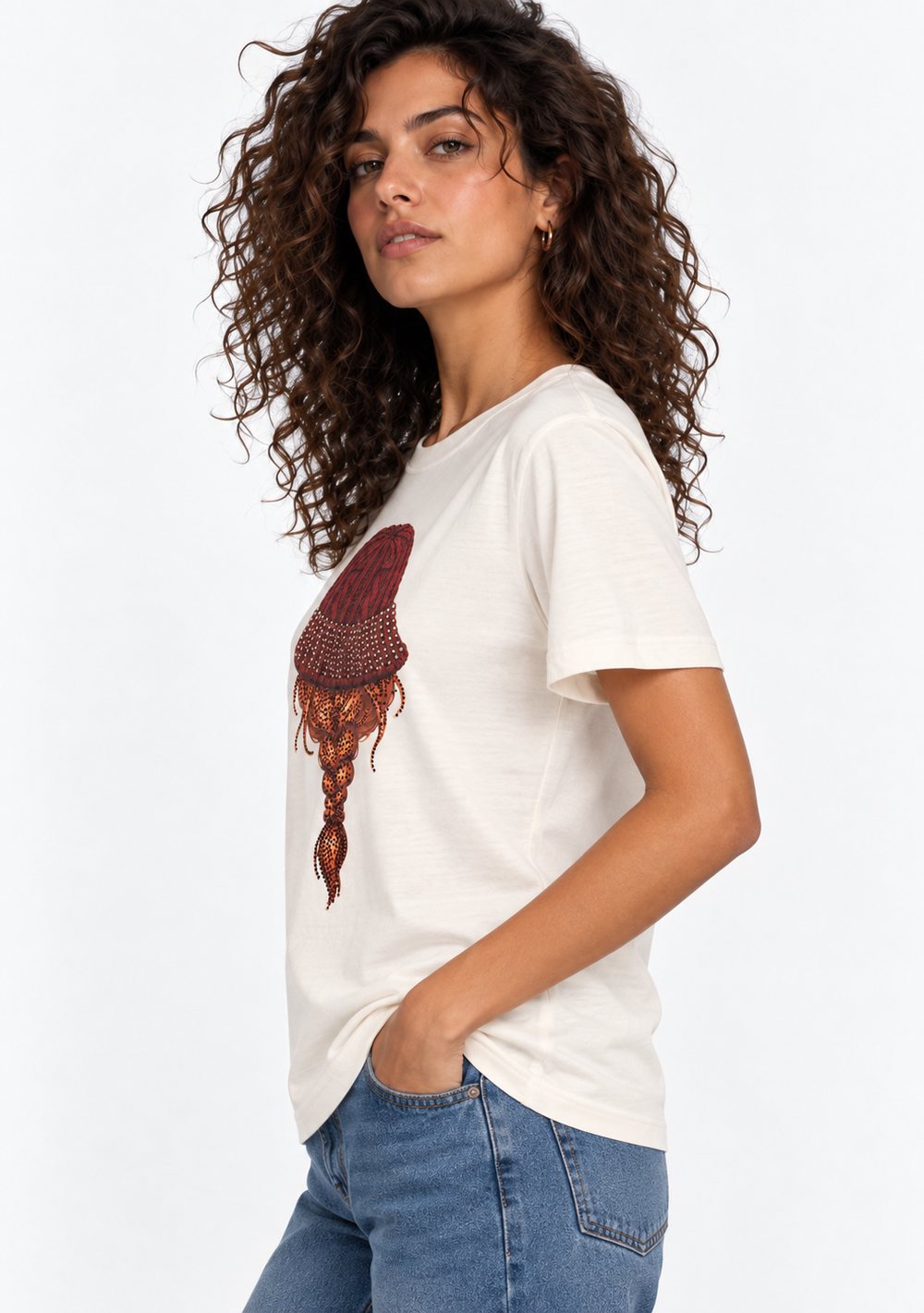T-Shirt Regular "Berretto Capelli" - vista laterale