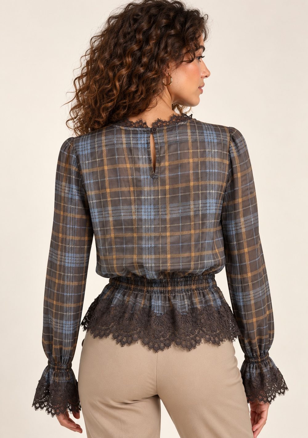 Casacca Fantasia con Pizzo da donna in colore moro, vista alternativa 2