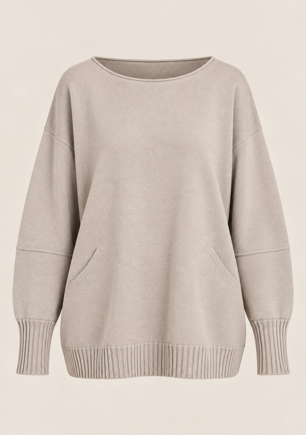 Maglia Girocollo con Tasche da donna in colore beige, vista alternativa 4