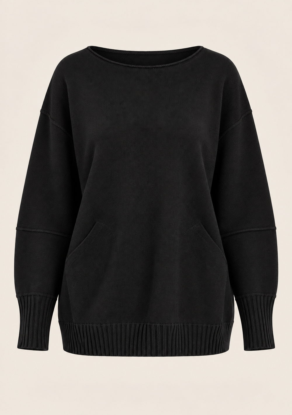 Maglia Girocollo con Tasche da donna in colore nero, vista alternativa 4