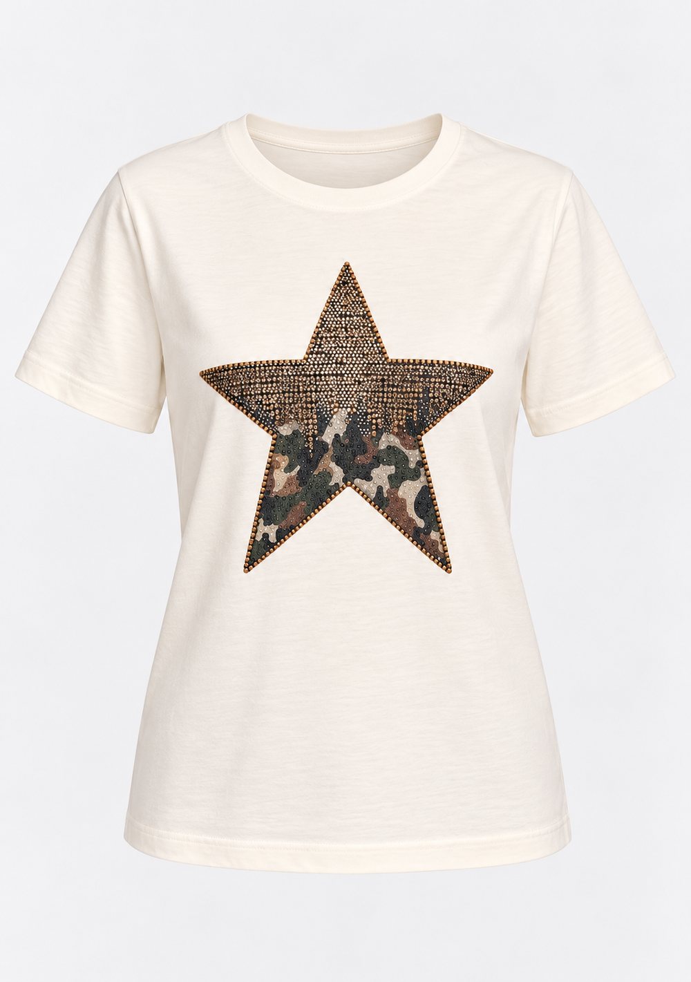 T-Shirt Regular "Stella Mimetica" da donna in colore militare, vista alternativa 2