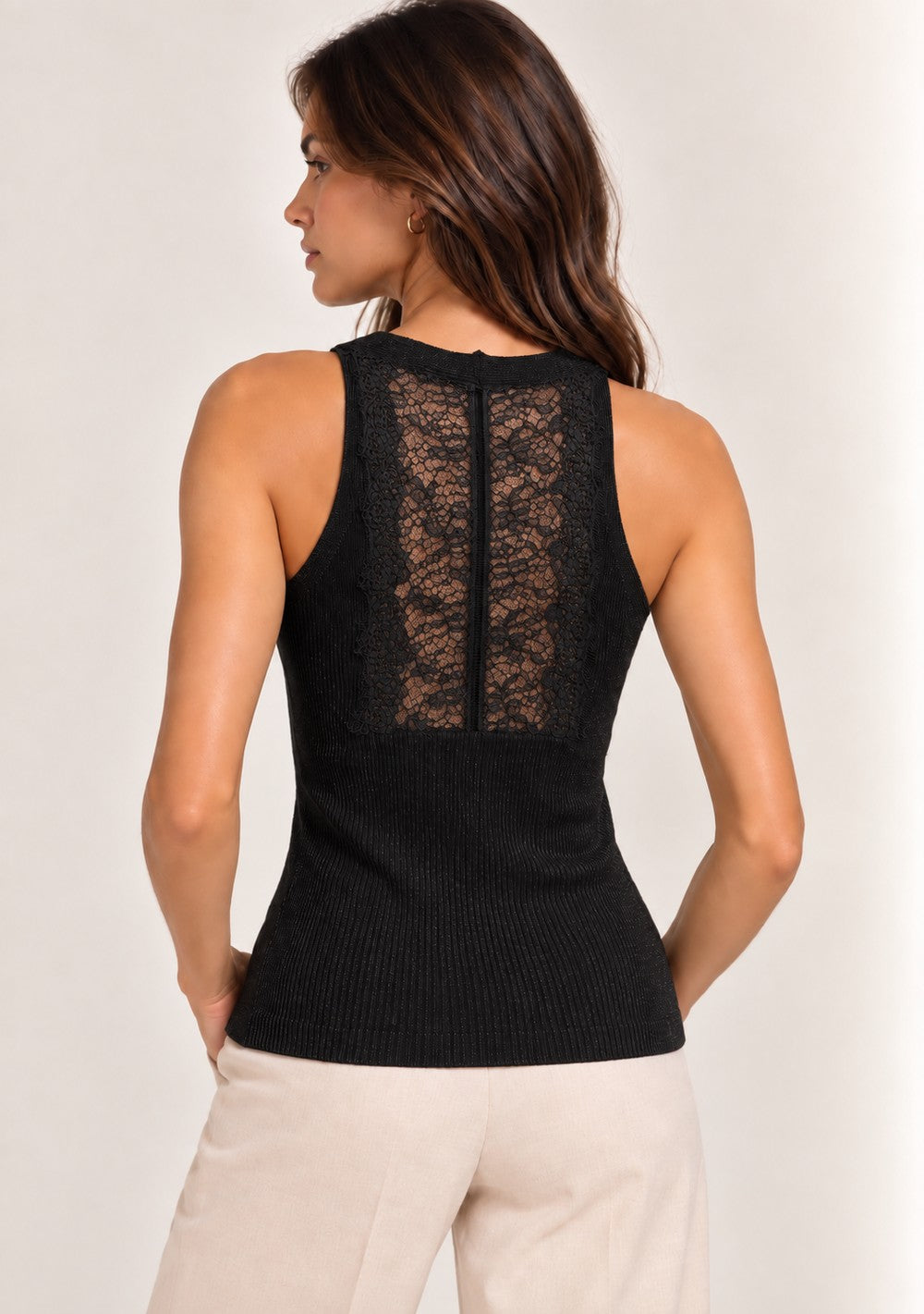 Canotta con Pizzo da donna in colore nero, vista alternativa 2