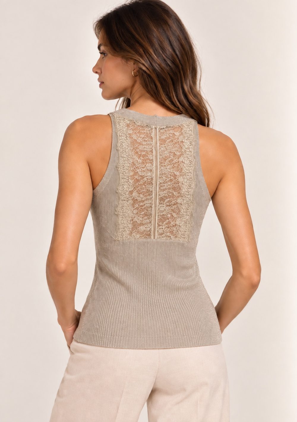 Canotta con Pizzo da donna in colore oro, vista alternativa 2