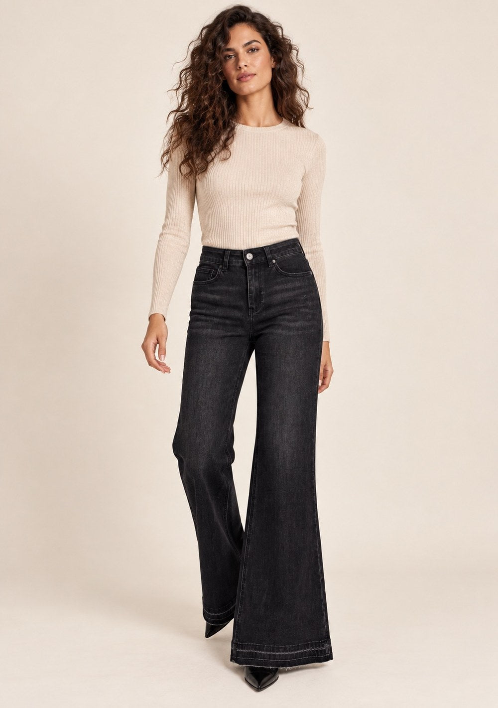 Jeans Zampa da donna in colore nero, vista alternativa 2